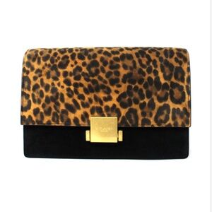 SAUNT LAURENT Bellechasse Black leather, leopard suede medium crossbody
